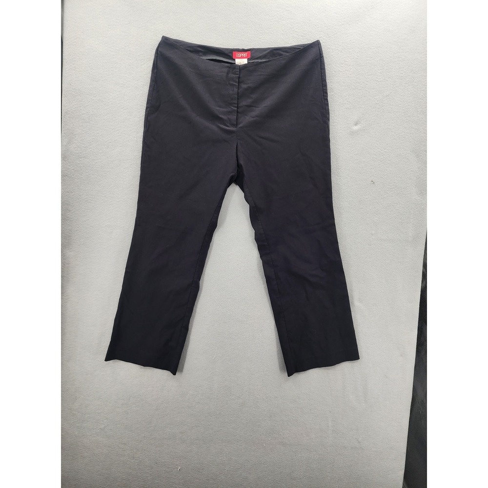 Esprit Black Cropped Pants Womens 13/14 Stretch Rayon Blend 90's Office Trousers